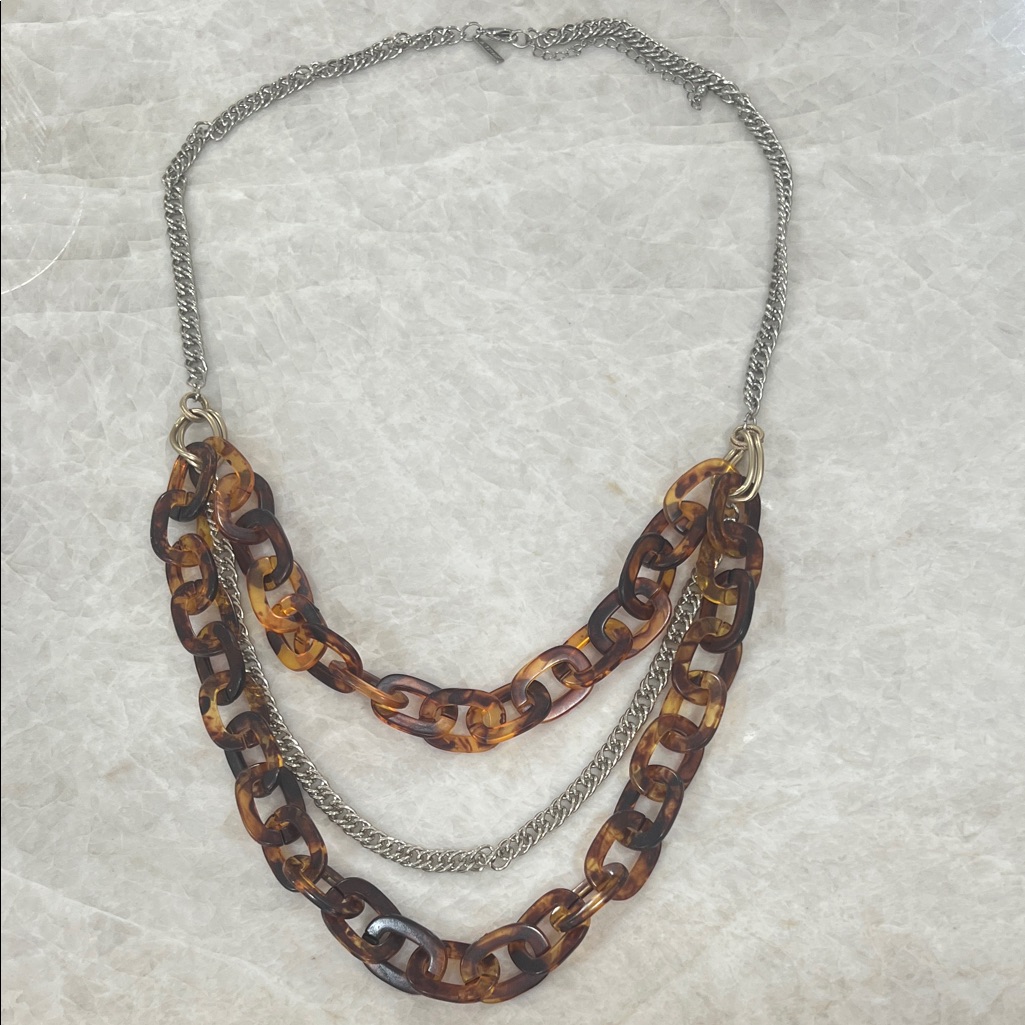 Lane Bryant Tortoiseshell And Silver Necklace